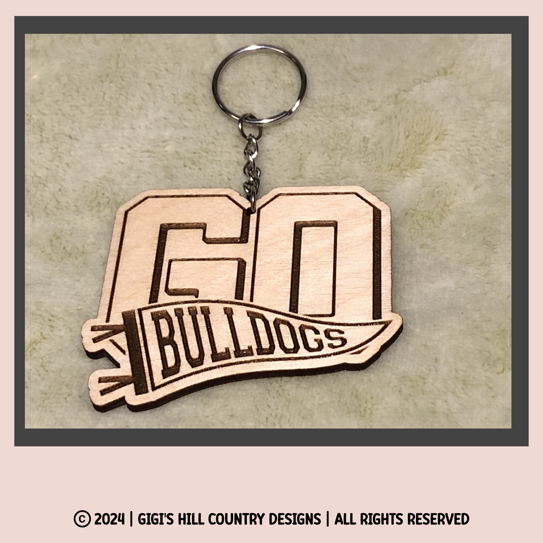 GO BULLDOGS Wooden Keychain