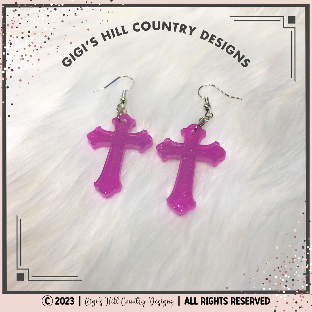 Cross Earrings - Multiple Colors To Choose From