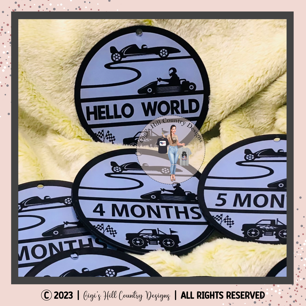 Racecar Theme - Set of 13 Baby Milestone Discs